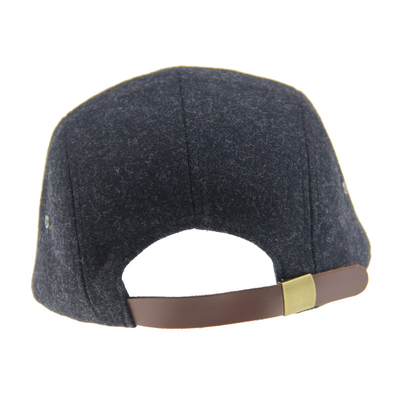 Bambu PU Yün Kamp Beyzbol Kapak 5 Panel Snapback Şapka Deri Rezil Logo ile