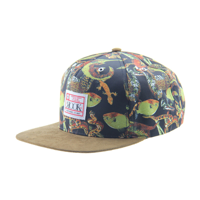 Özel Baskı Kampı Snapback 5 Panel Kapak Suede Vizör / Deri Kemerle