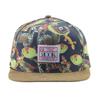 Özel Baskı Kampı Snapback 5 Panel Kapak Suede Vizör / Deri Kemerle