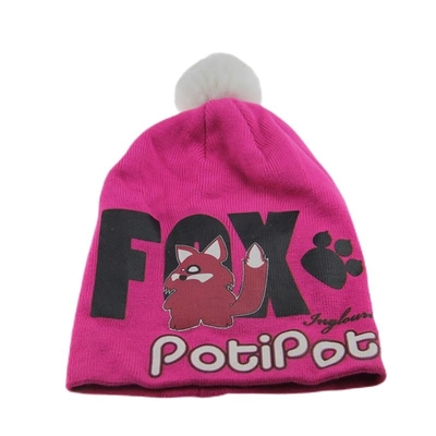 Konforlu Akrilik Başlıklı Şapkalar Özel Baskılı Başlıklı Şapkalar Pom Pom On Top