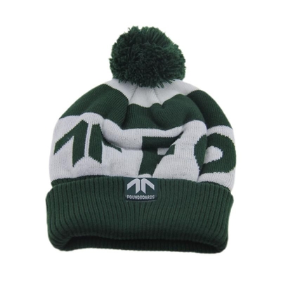 Özel Logo Yazdırma Pom Pom Jacquard Deseniyle Dikiş Beanie Şapkalar