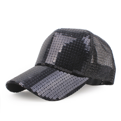 Tüm Gün Konforu 5 Panel Mesh Kamyon Şapkası Sequin Kamyon Şapkası Düzenlenebilir