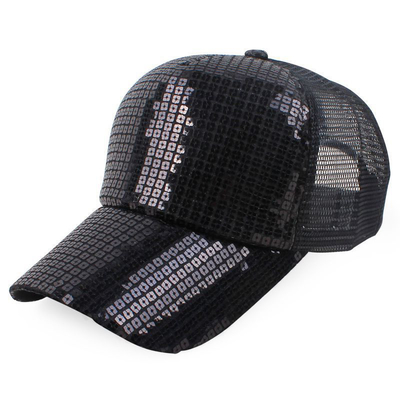 Tüm Gün Konforu 5 Panel Mesh Kamyon Şapkası Sequin Kamyon Şapkası Düzenlenebilir