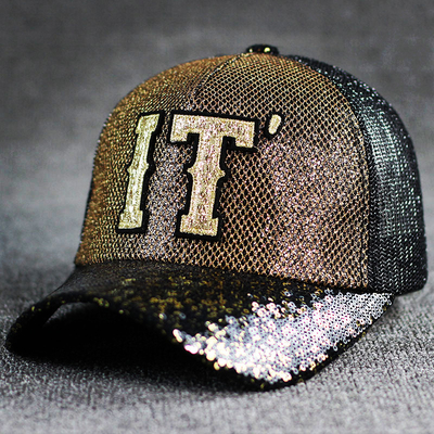 Tüm Gün Konforu 5 Panel Mesh Kamyon Şapkası Sequin Kamyon Şapkası Düzenlenebilir