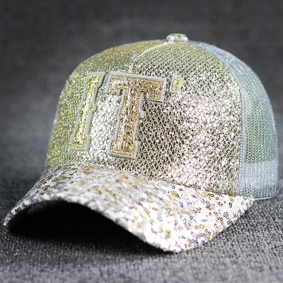 Tüm Gün Konforu 5 Panel Mesh Kamyon Şapkası Sequin Kamyon Şapkası Düzenlenebilir