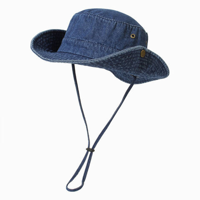Unisex Denim Yıkanmış Pamuk Kovalı Şapka Katlanabilir Balıkçı Şapkası UV Koruması