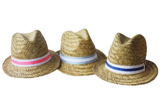 OEM Doğal Çim Hasır Güneş Şapkaları 56cm Bayan Hasır Cankurtaran Şapkası